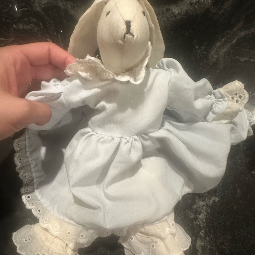 Adorable vintage homemade  White Bunny Plush Toy